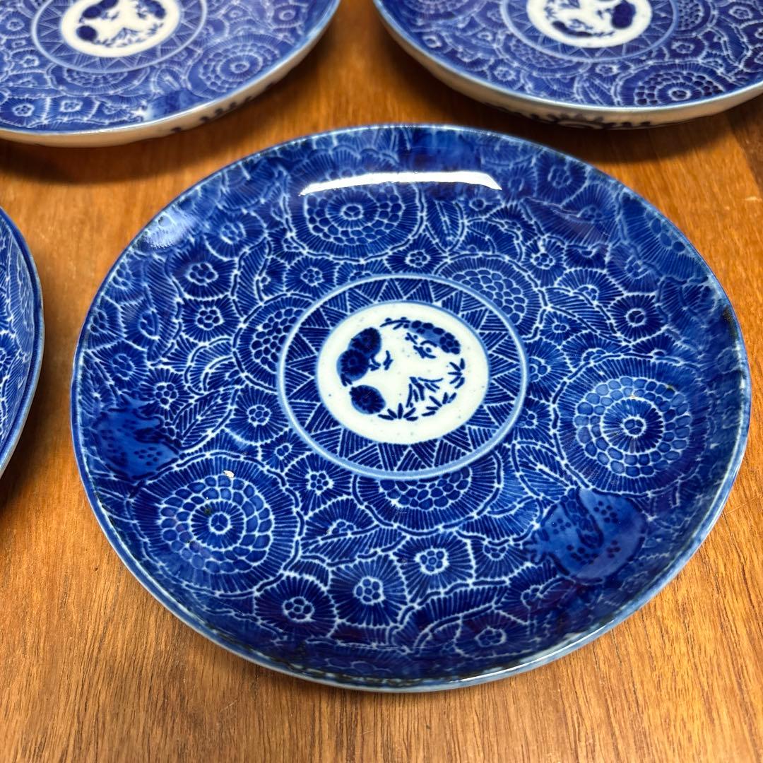 微塵唐草　印判　中皿　五寸　16cm 皿