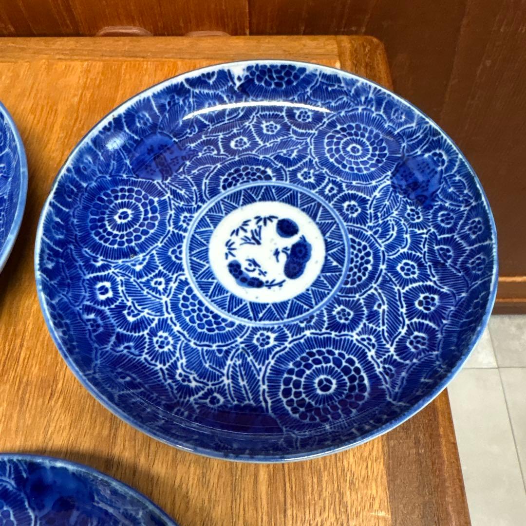 微塵唐草　印判　中皿　五寸　16cm 皿