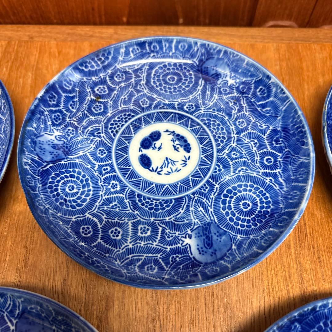 微塵唐草　印判　中皿　五寸　16cm 皿