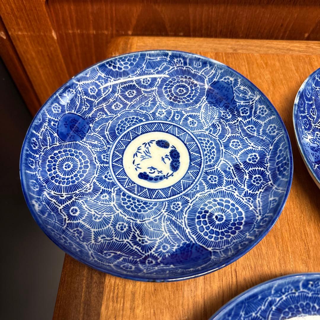 微塵唐草　印判　中皿　五寸　16cm 皿