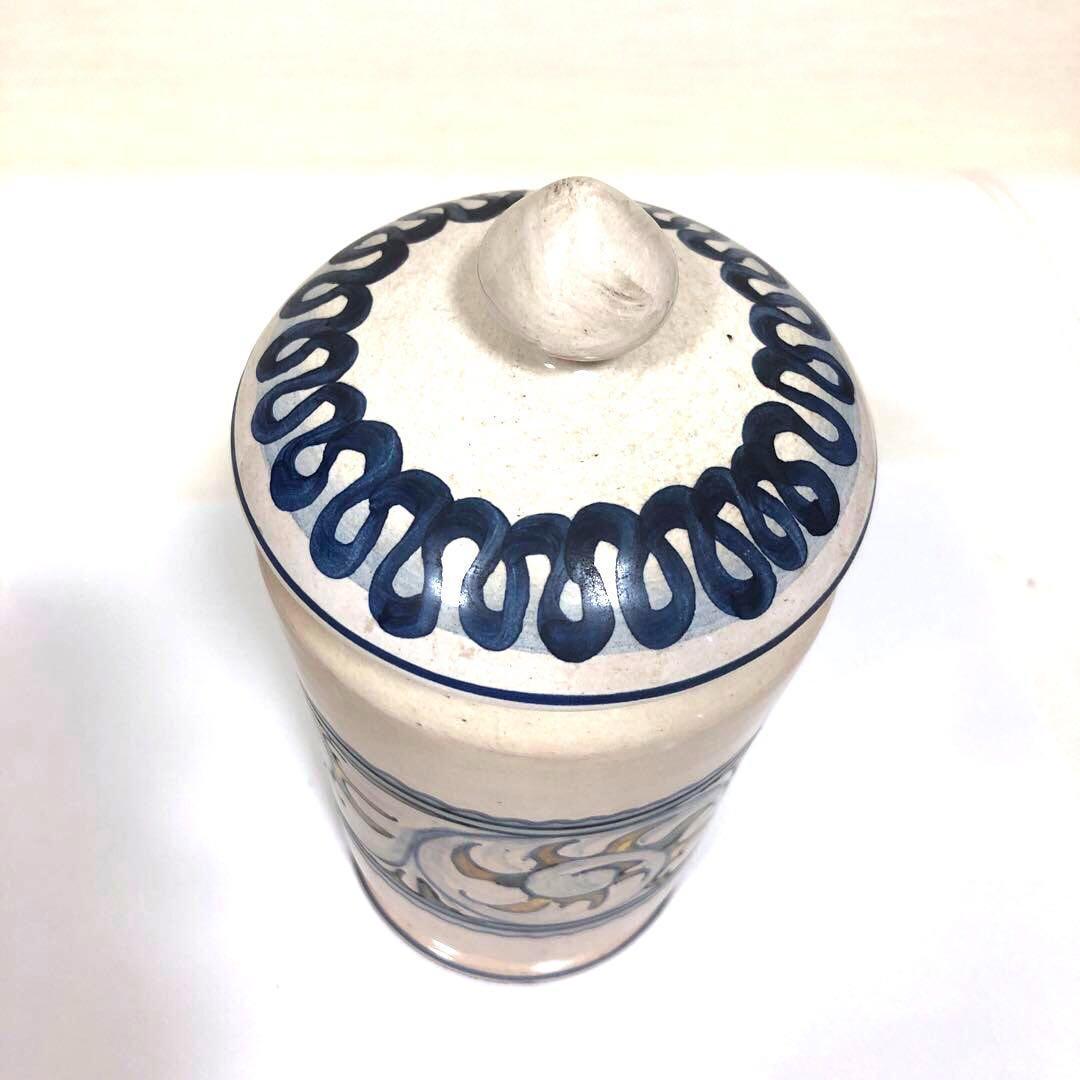 【未使用】SIMONETTI　陶磁器ポット　蓋付　イタリア製　手書き装飾