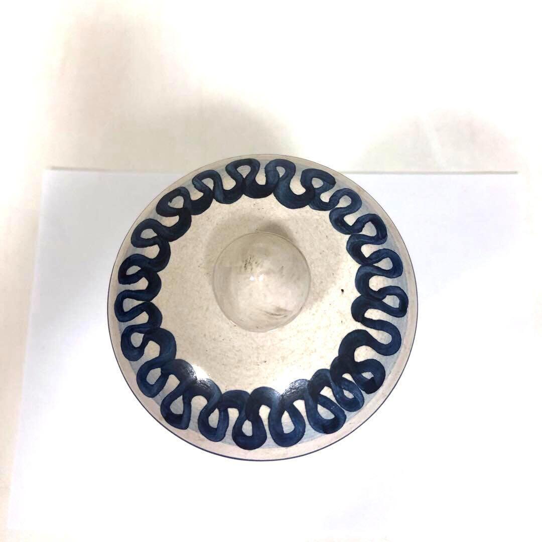 【未使用】SIMONETTI　陶磁器ポット　蓋付　イタリア製　手書き装飾