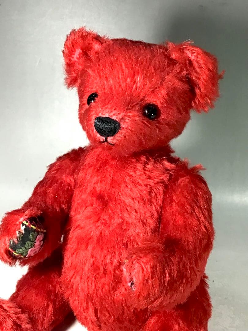 可愛い 赤 熊 くま ぬいぐるみ 人形 不明 テディベア シュタイフ ドール