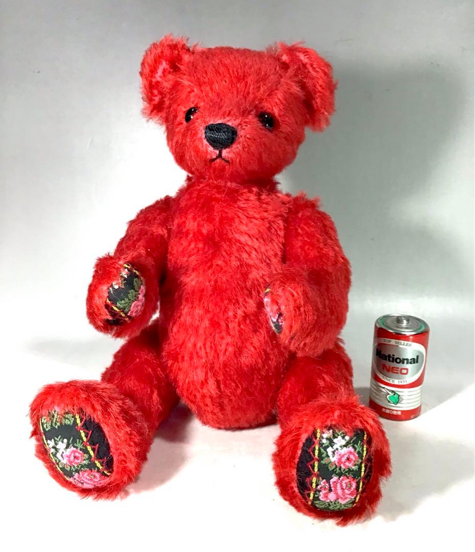 可愛い 赤 熊 くま ぬいぐるみ 人形 不明 テディベア シュタイフ ドール