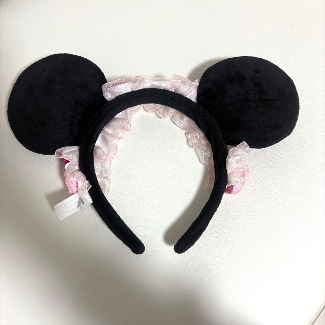 ディズニー ミニーマウス　ピンク カチューシャ フリル 薔薇