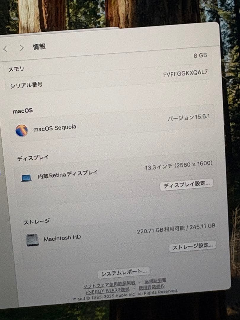 MacBookAir m1 2020 シルバー バッテリー100%
