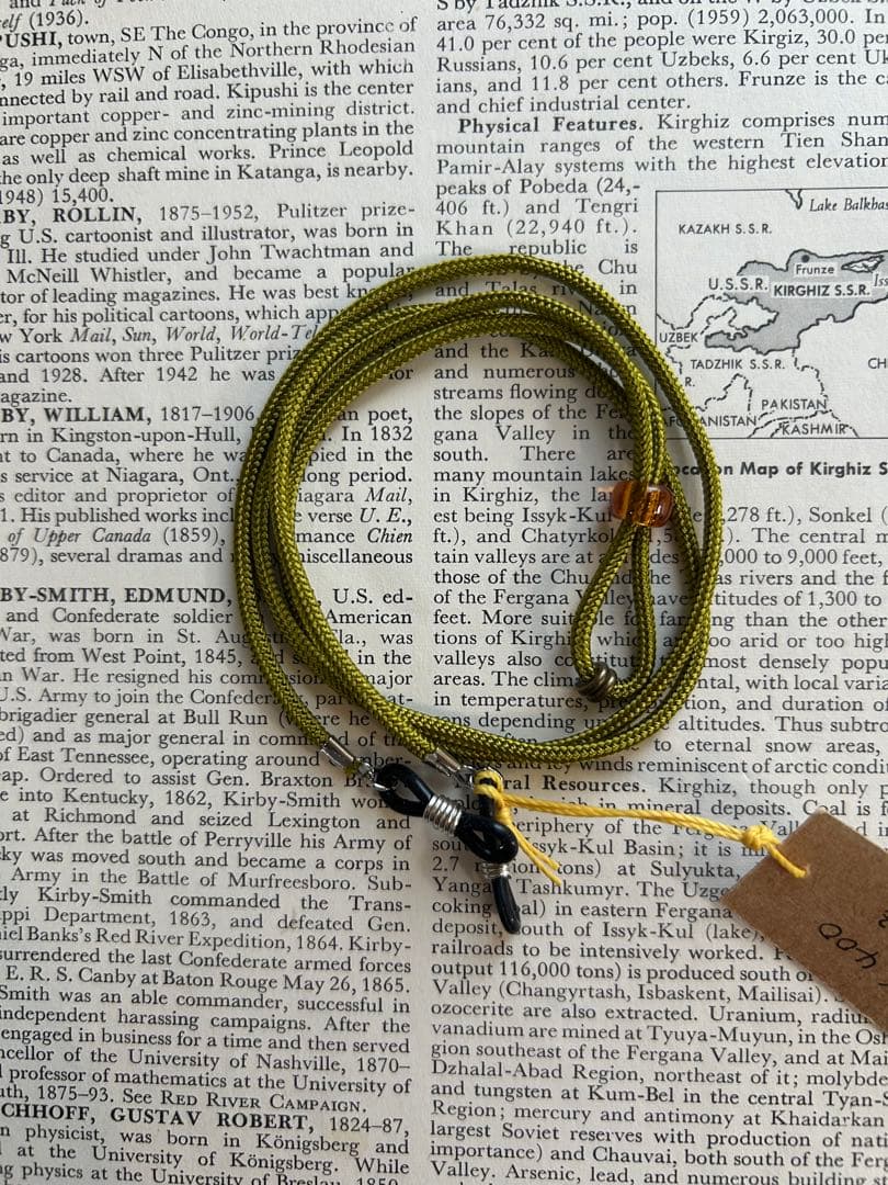 メガネコード 萌黄色 長さ調整可 ハンドメイド