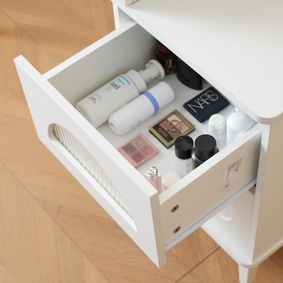 ドレッサー 化粧台 3色調節 鏡台 LEDミラー コンパクト 女優 引き出し付き