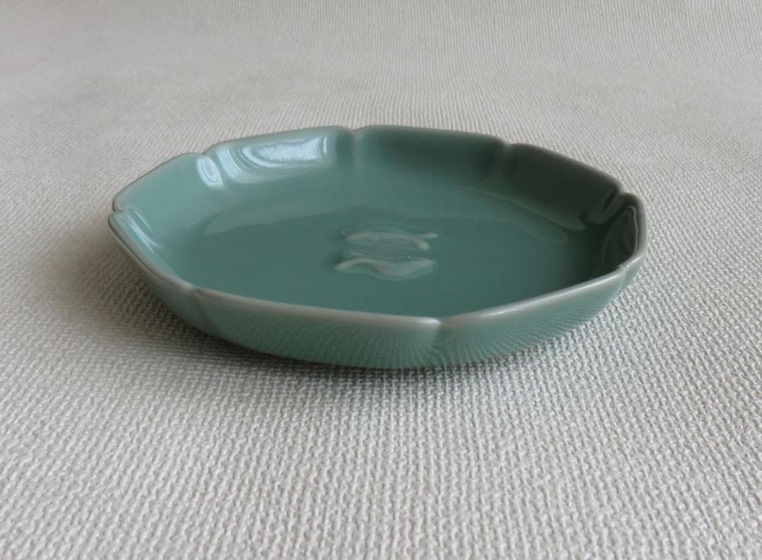 たち吉　青磁双魚　六角双魚　銘々皿　各5枚