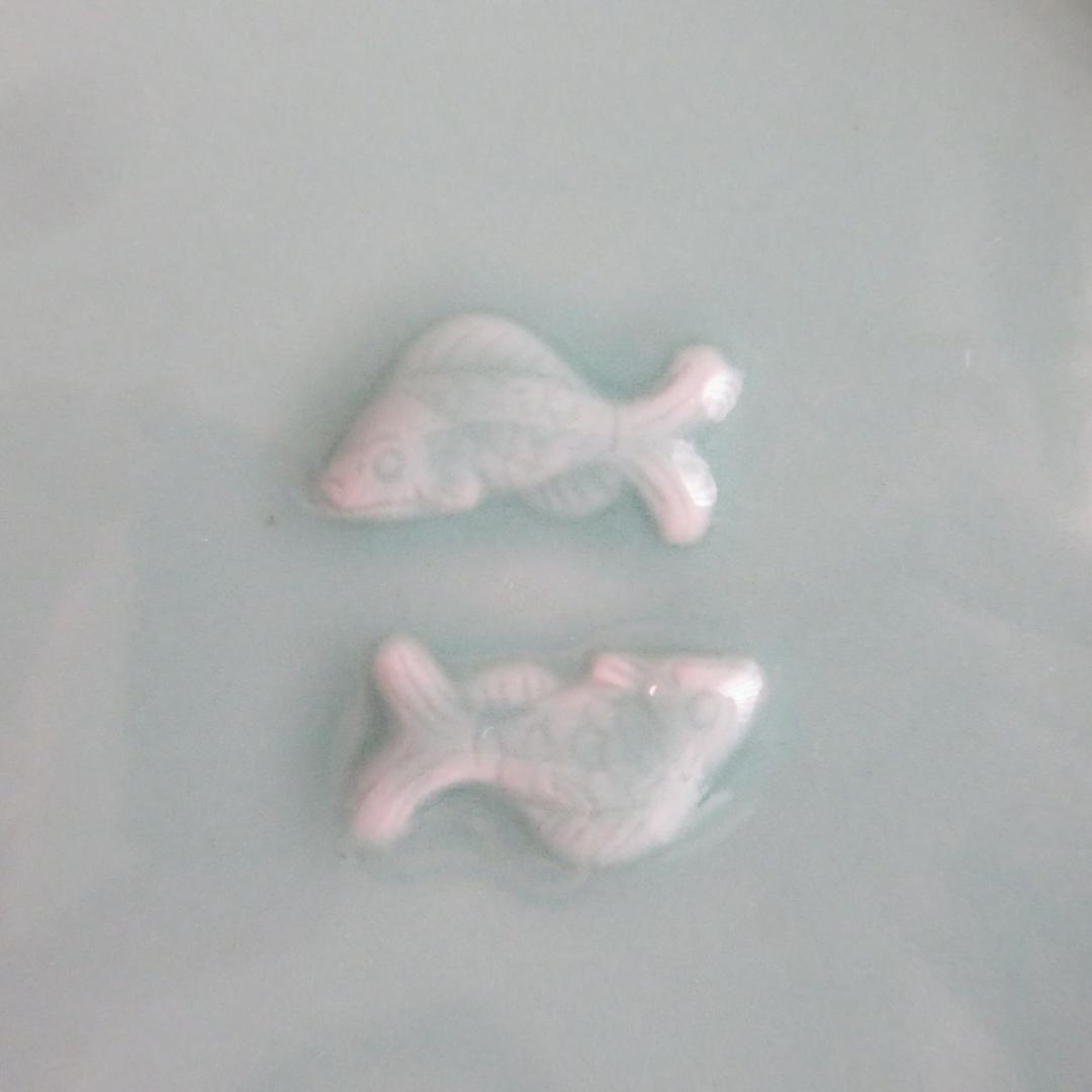 たち吉　青磁双魚　六角双魚　銘々皿　各5枚