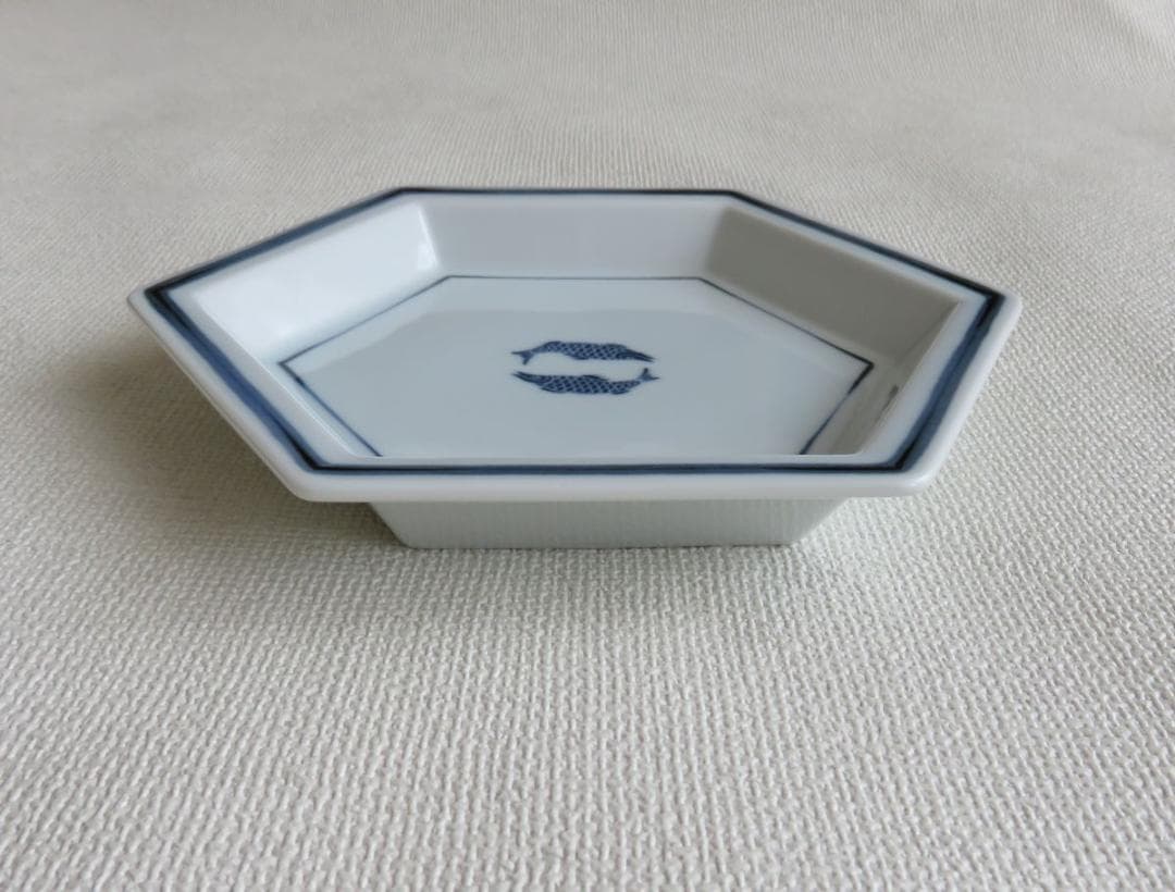 たち吉　青磁双魚　六角双魚　銘々皿　各5枚