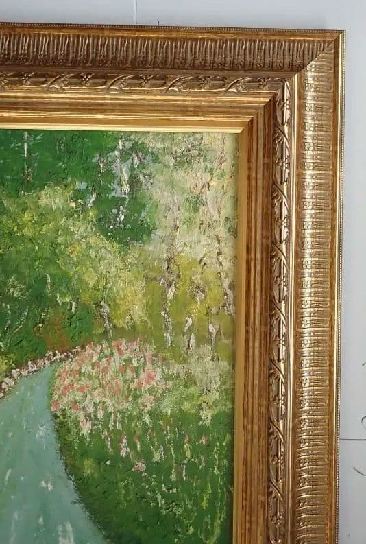 油彩画〔題名 ならの小川] アクリル版 匿名発送・送料込