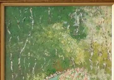 油彩画〔題名 ならの小川] アクリル版 匿名発送・送料込