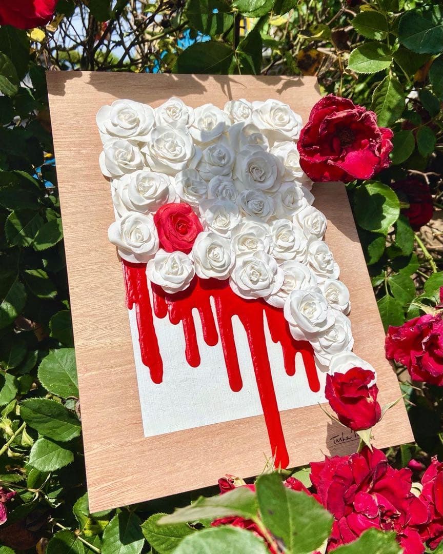 インテリアの絵　 手描き　絵　バラ花　オリジナルアート