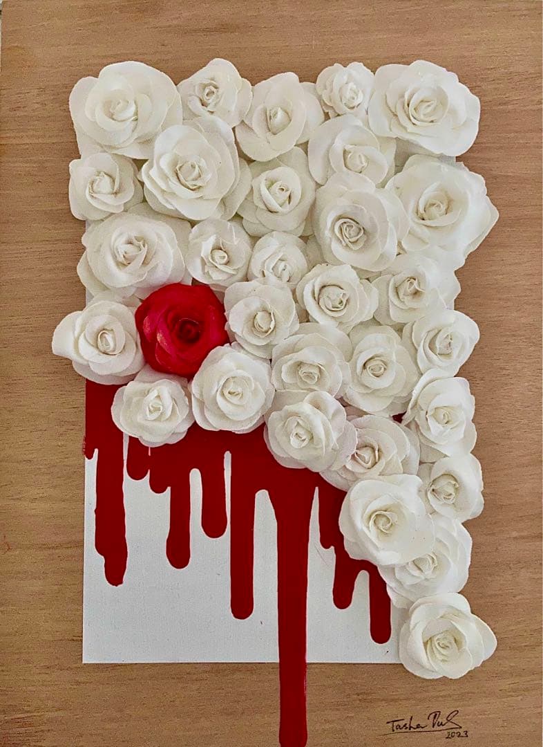 インテリアの絵　 手描き　絵　バラ花　オリジナルアート