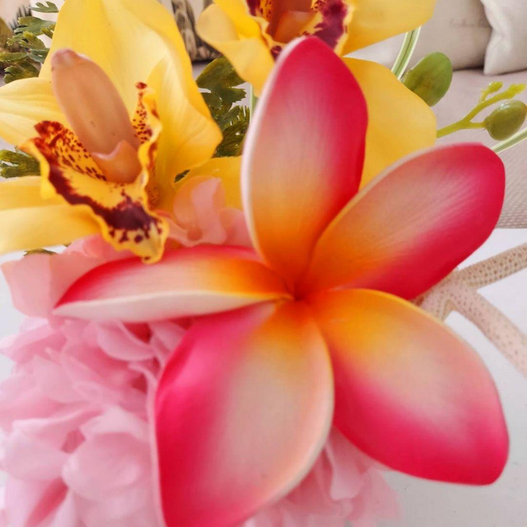 新品 ハワイアン ココナッツ フラワーアレンジメント ピンク