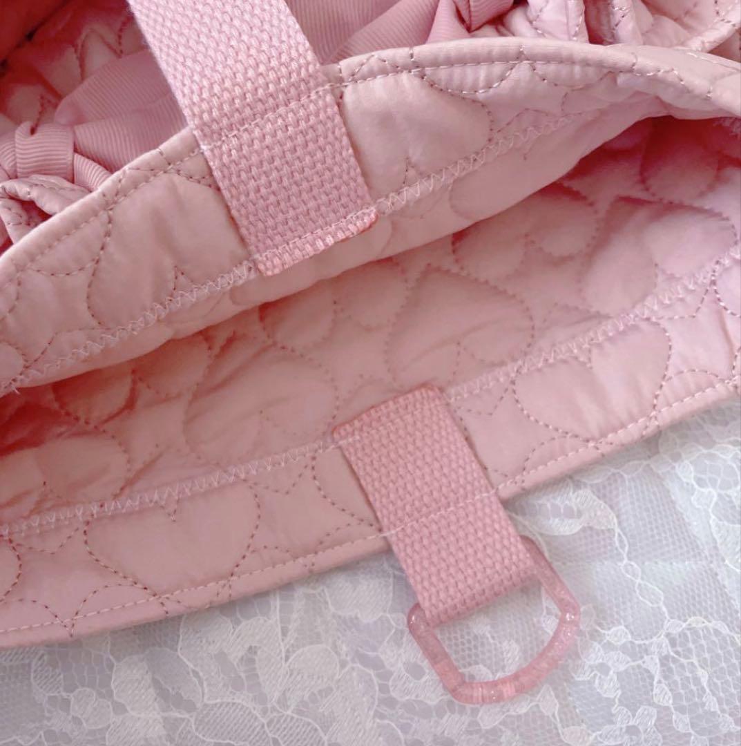 レッスンバッグ.体操服入れ.上靴袋3点セット♡ハート柄キルト(コーラルピンク)