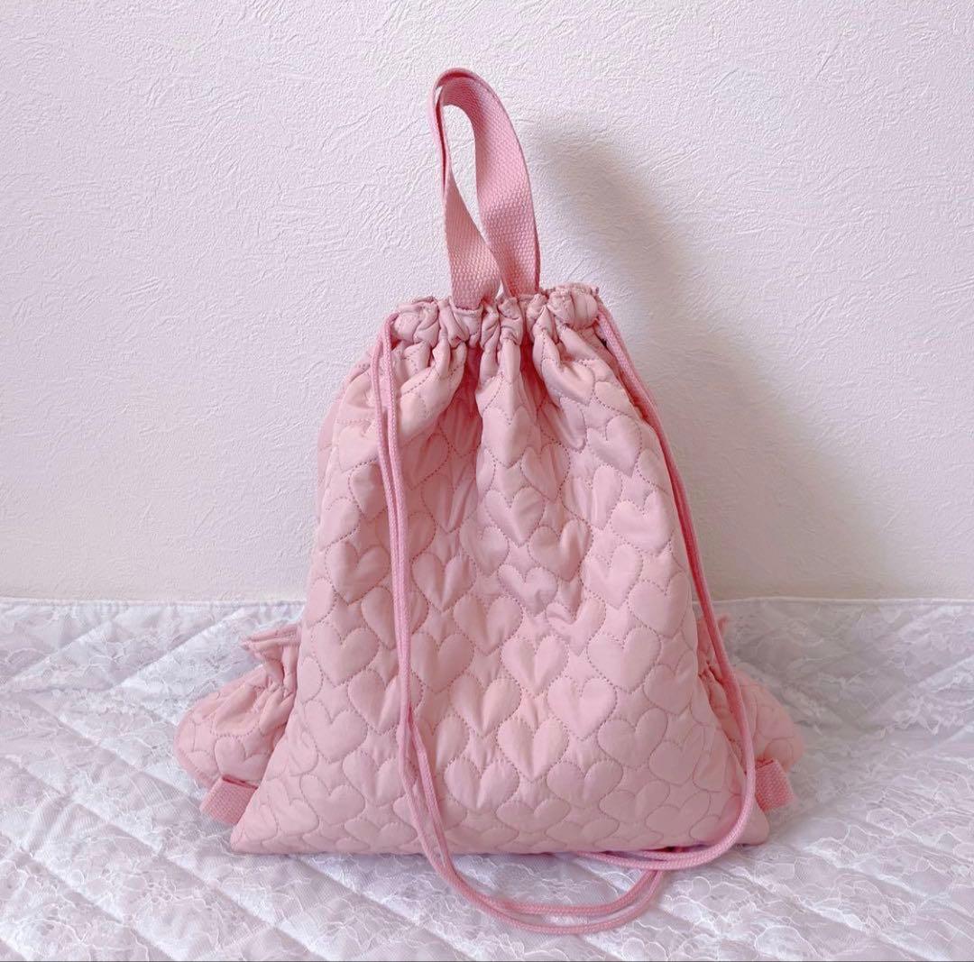 レッスンバッグ.体操服入れ.上靴袋3点セット♡ハート柄キルト(コーラルピンク)