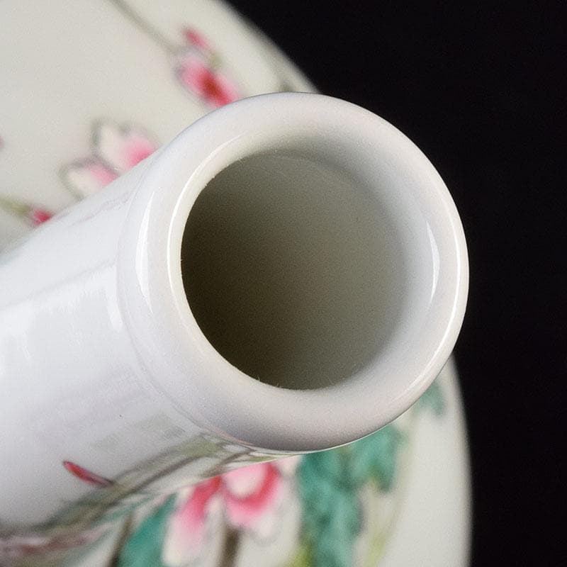 中国　大清乾隆年製　粉彩　牡丹文　長頸瓶　一輪挿　M　R7901E