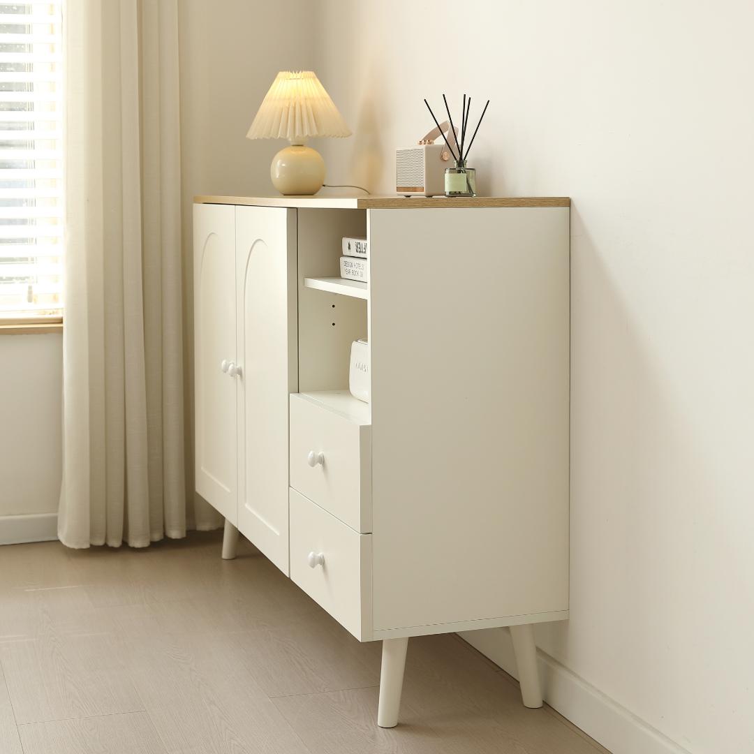 タイムセール！キャビネット　サイドボード　リビング収納棚　おしゃれ　WHITE