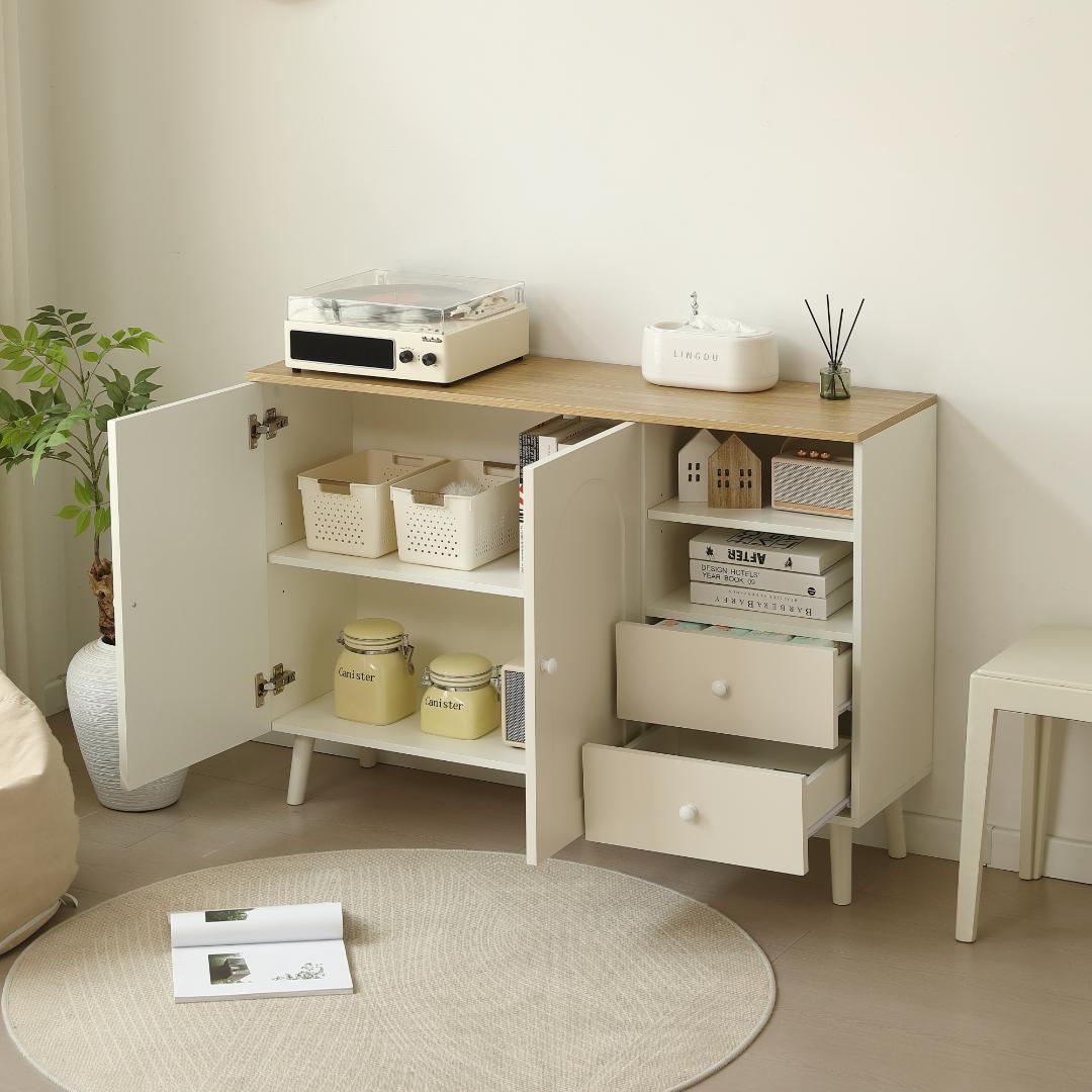 タイムセール！キャビネット　サイドボード　リビング収納棚　おしゃれ　WHITE