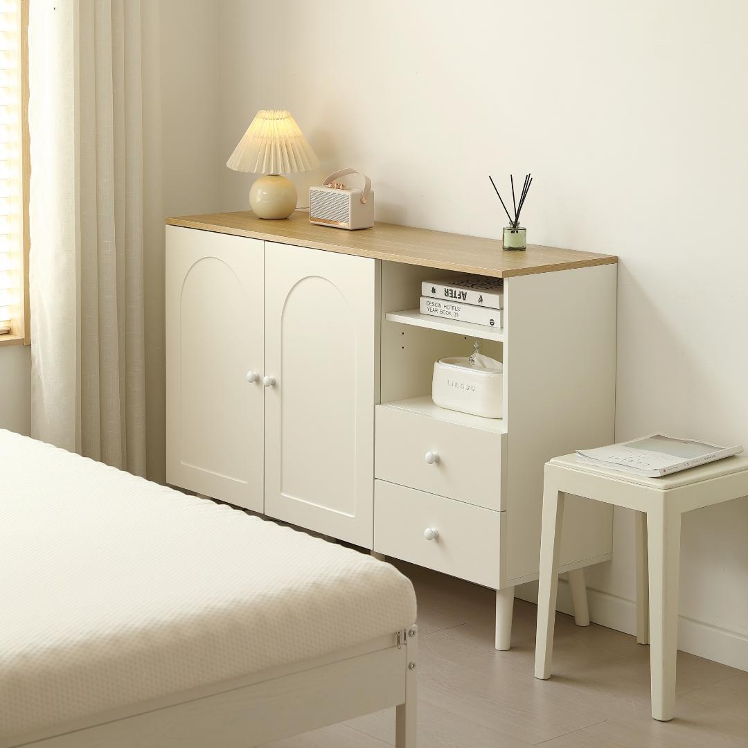 タイムセール！キャビネット　サイドボード　リビング収納棚　おしゃれ　WHITE