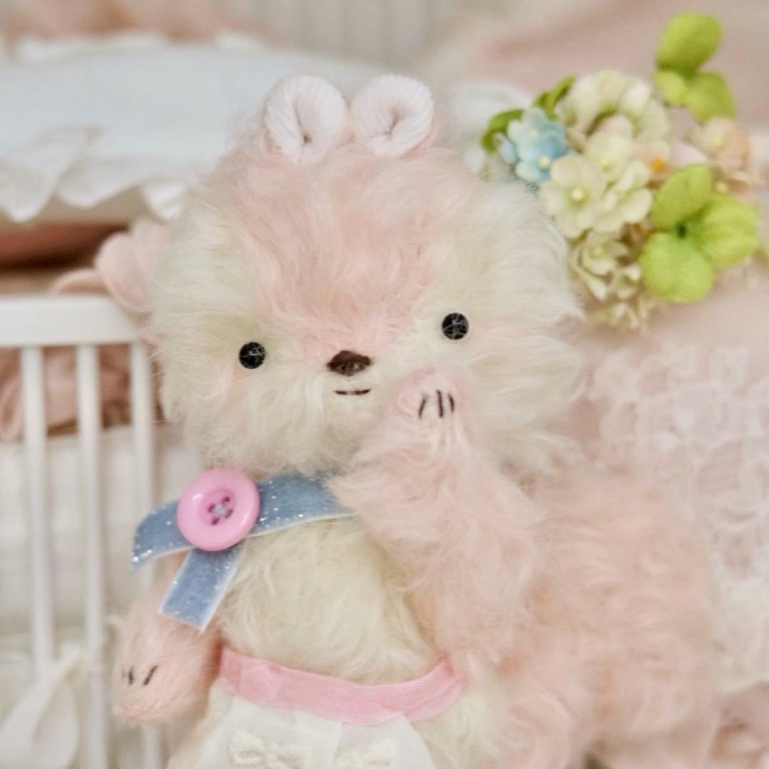 ピンク色のリスちゃん ぬいぐるみ 部屋飾り ロリィタ 海外作家様 ハンドメイド