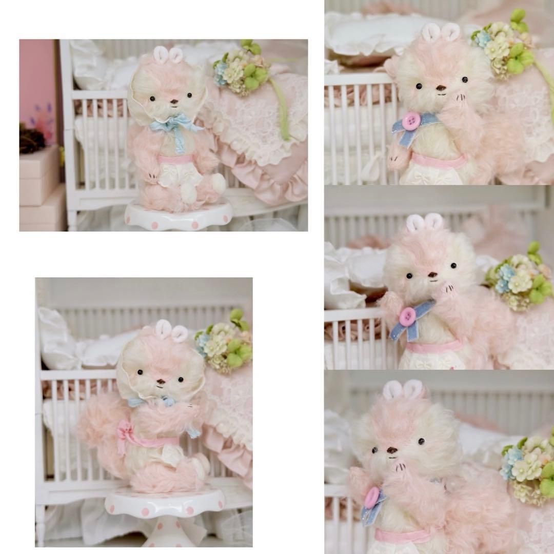 ピンク色のリスちゃん ぬいぐるみ 部屋飾り ロリィタ 海外作家様 ハンドメイド