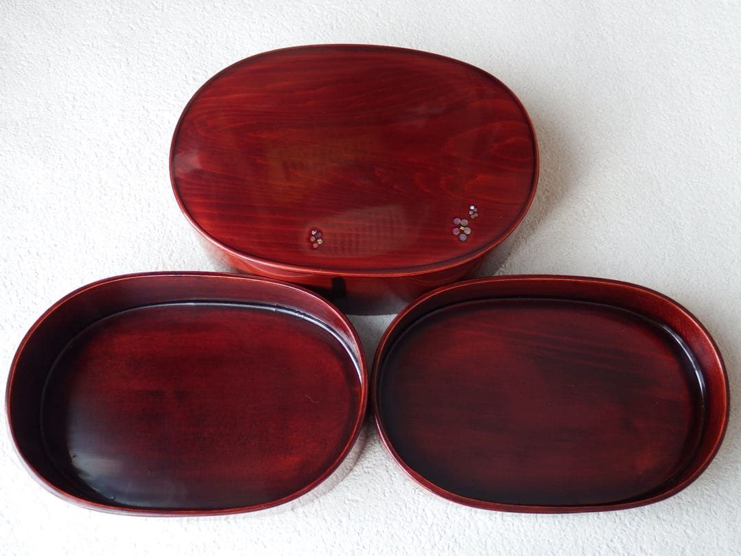 M*U様 お弁当箱 二段 曲げわっぱ 漆塗り 螺鈿細工