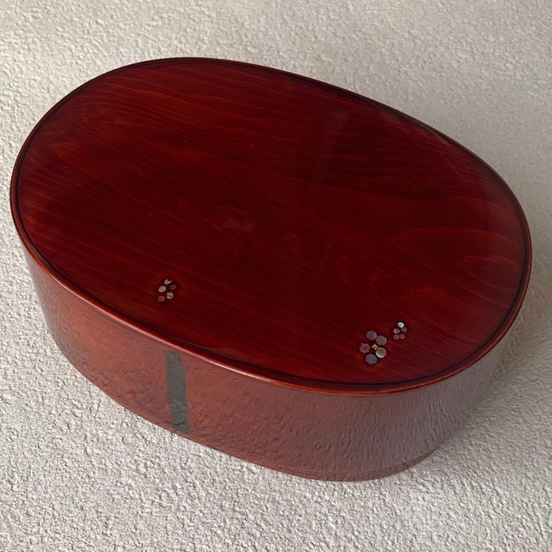 M*U様 お弁当箱 二段 曲げわっぱ 漆塗り 螺鈿細工