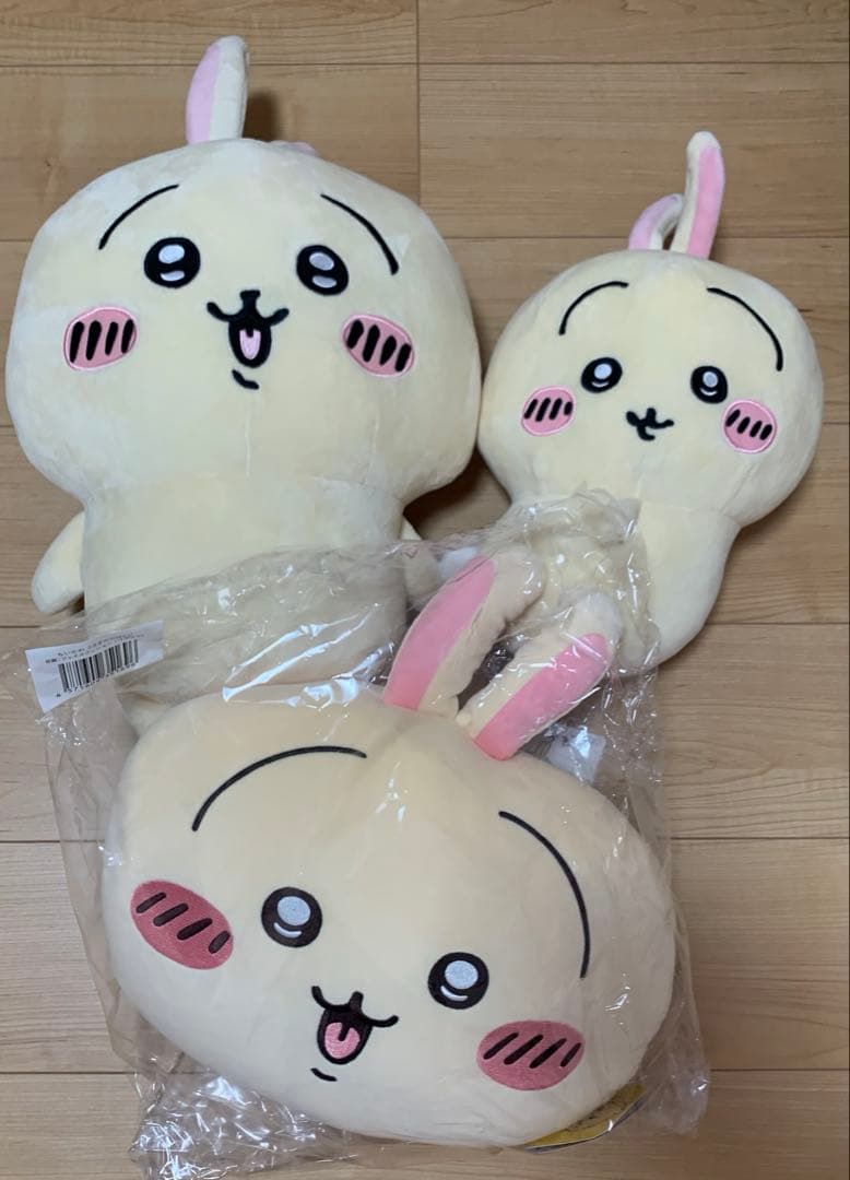 ちいかわ　うさぎ　ぬいぐるみ3点セット　超BIGぬいぐるみ　フェイスクッション