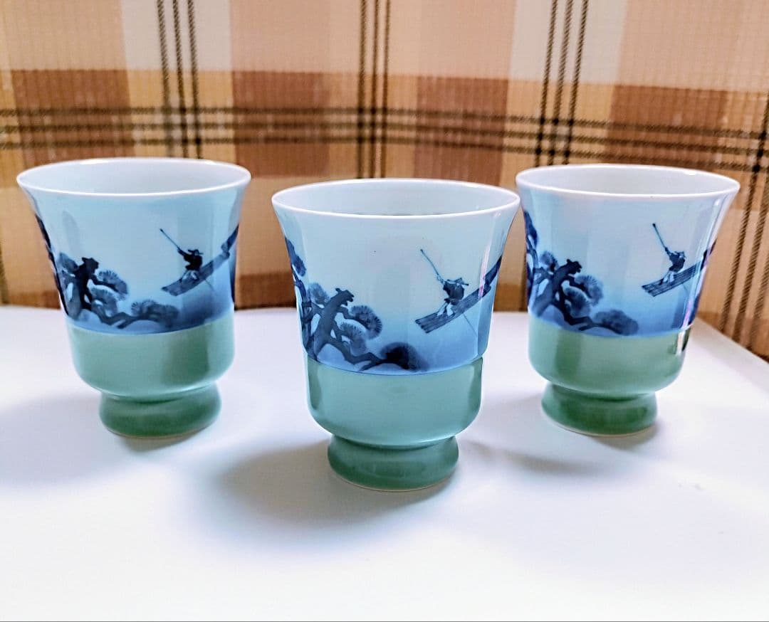 ●5463#0109　オールド深川/フリーカップ(松の木とイカダと船頭)0803