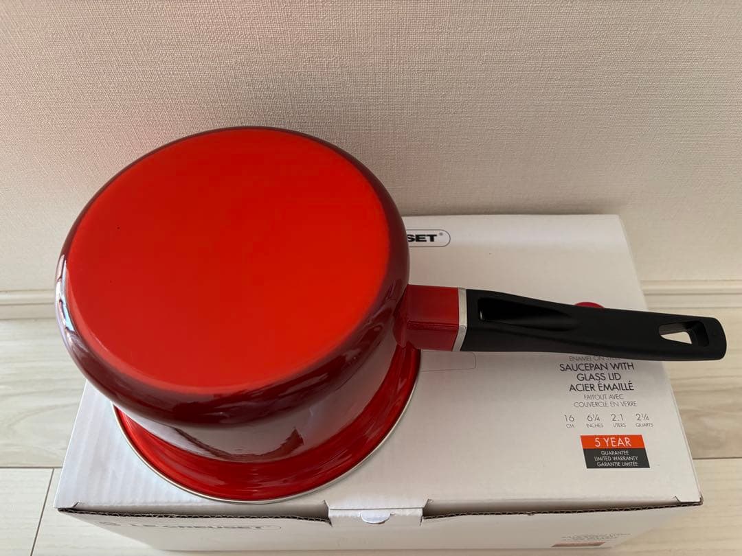 【LE CREUSET】EOSソースパン 16cm ガラス蓋 レッド