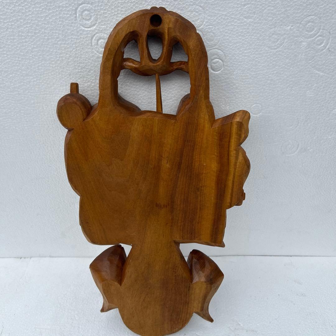 木製彫刻 二人の福の神像 約60センチ 壁掛け