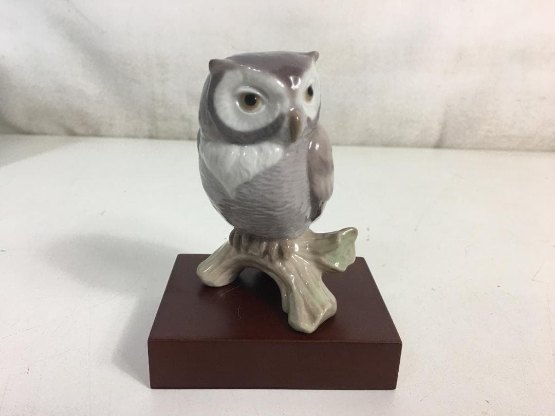 ☆リヤドロ 幸運のフクロウ 置物 ※元箱/台座/説明書付 陶器 LLADRO