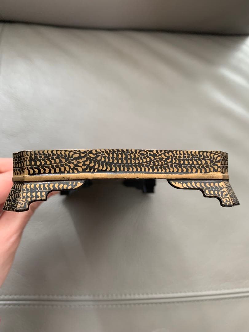 大正時代初期　鶴　漆　金の絵付け