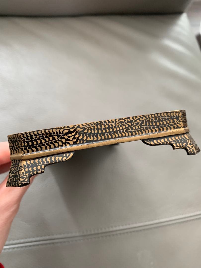 大正時代初期　鶴　漆　金の絵付け