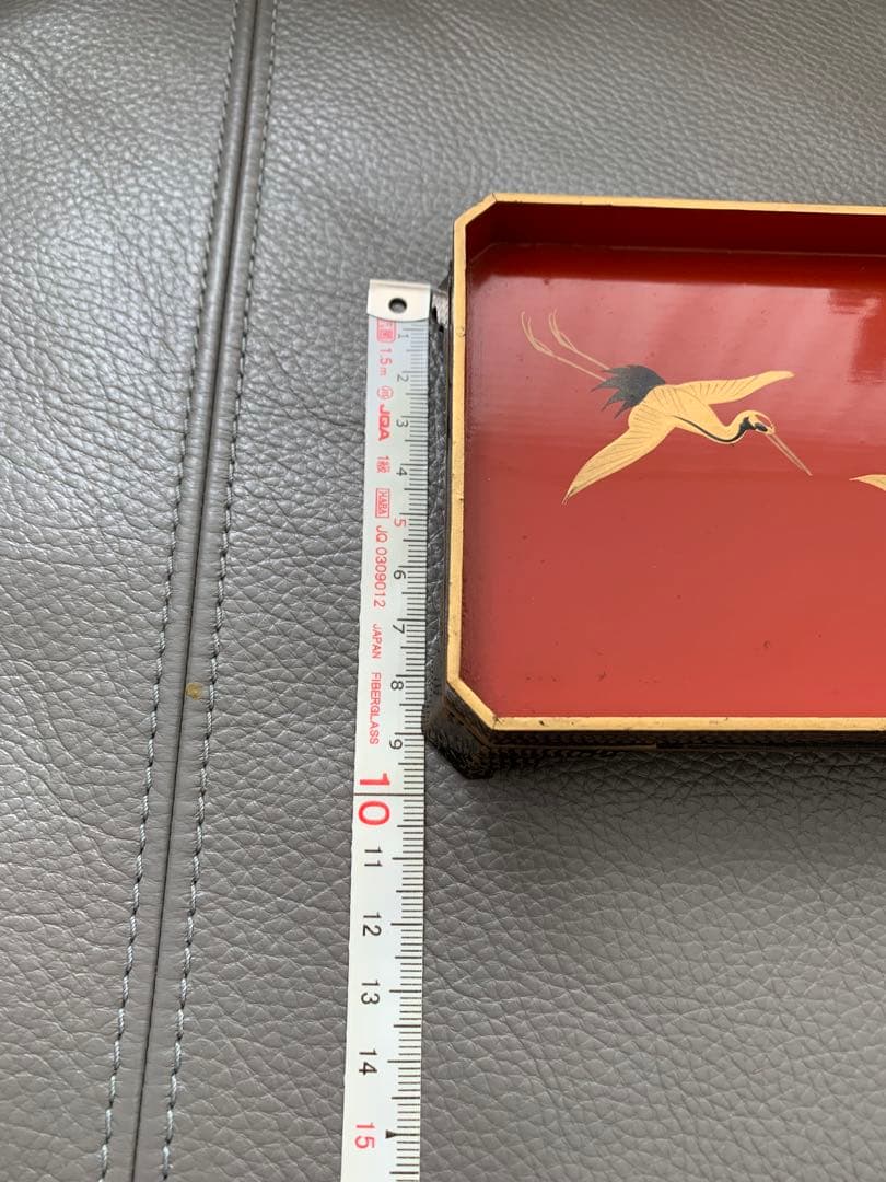 大正時代初期　鶴　漆　金の絵付け