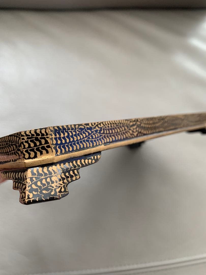 大正時代初期　鶴　漆　金の絵付け