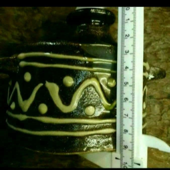 沖縄陶器　やちむん　いっちん　抱瓶　スリップウェア