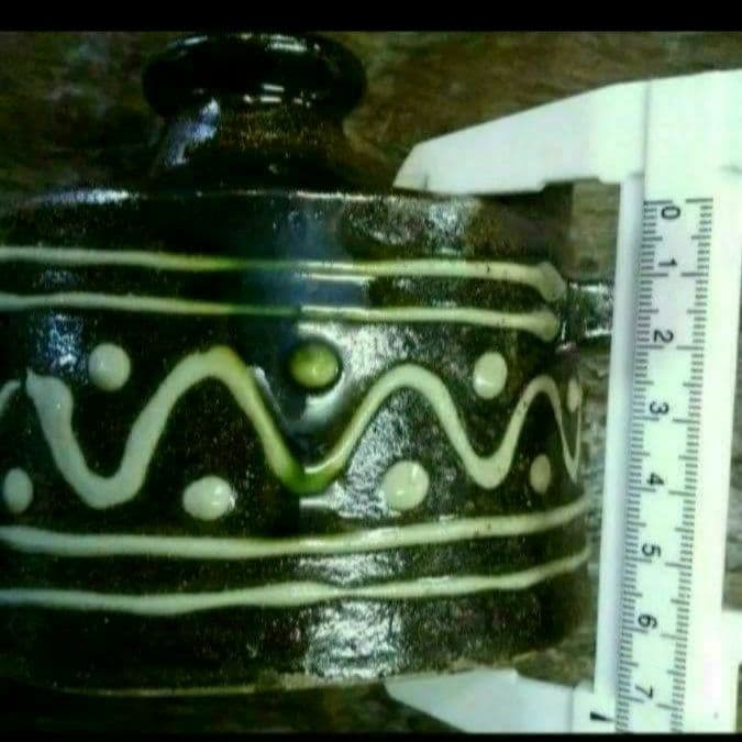 沖縄陶器　やちむん　いっちん　抱瓶　スリップウェア