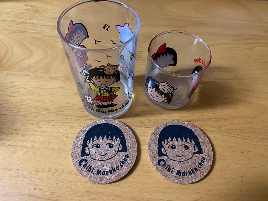 ちびまる子ちゃん グラスセット コースター付き　ぎぶんでぐらす