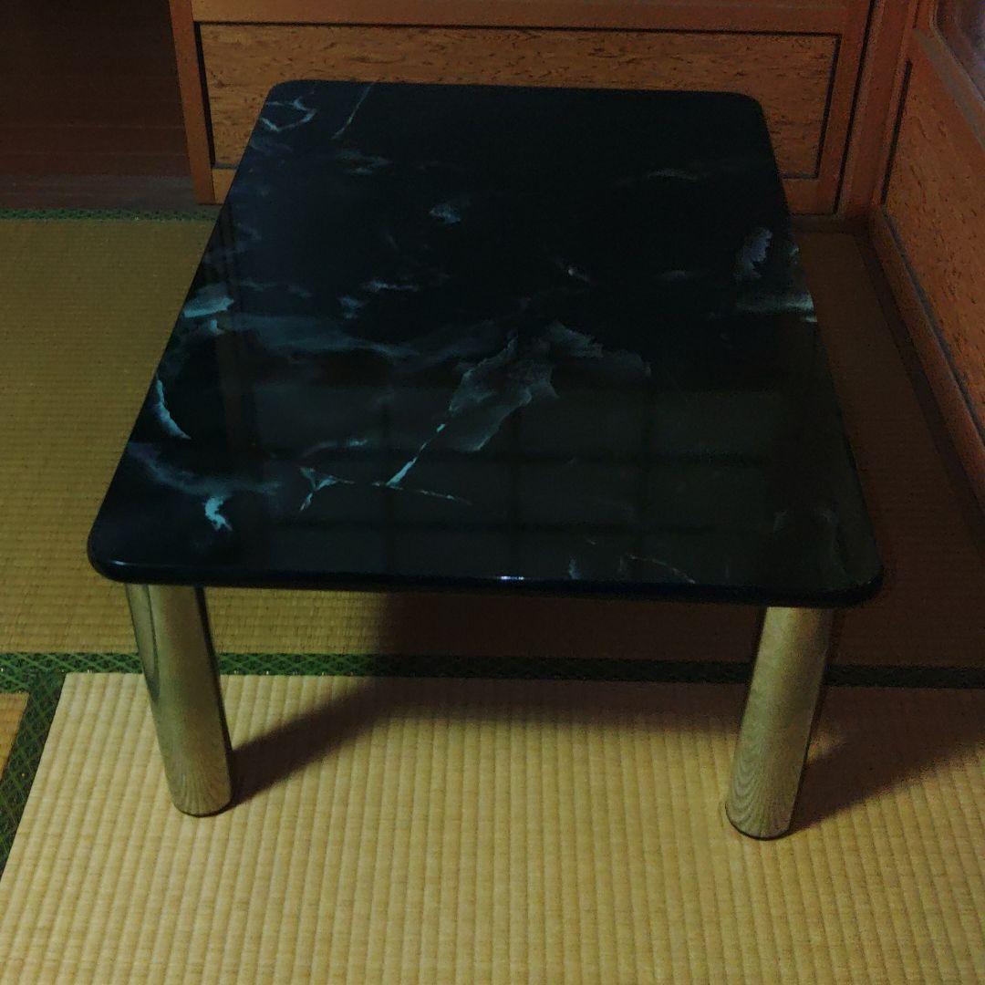 黒い大理石風?ローテーブル　センターテーブル