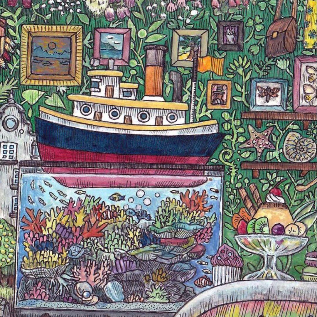 【原画】「スペース」 額縁付き ペン 水彩画