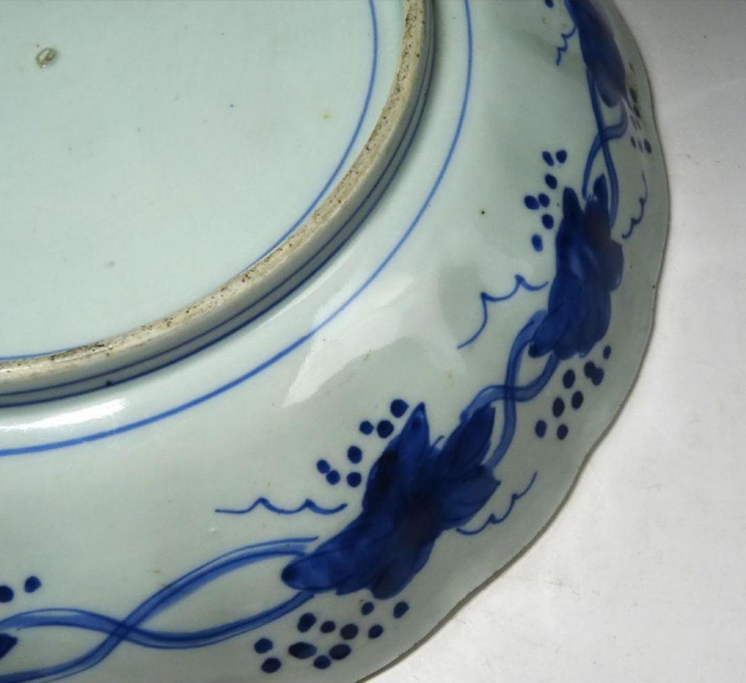 時代物 古伊万里 染付 大皿 幅約31.5cm 古陶磁 p95232