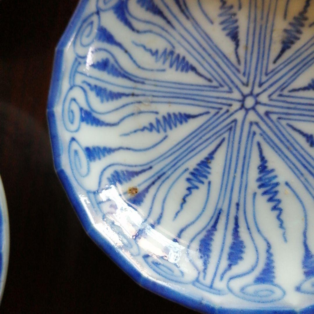 古伊万里　染付豆皿　5枚　8.7cm　江戸後期～明治期