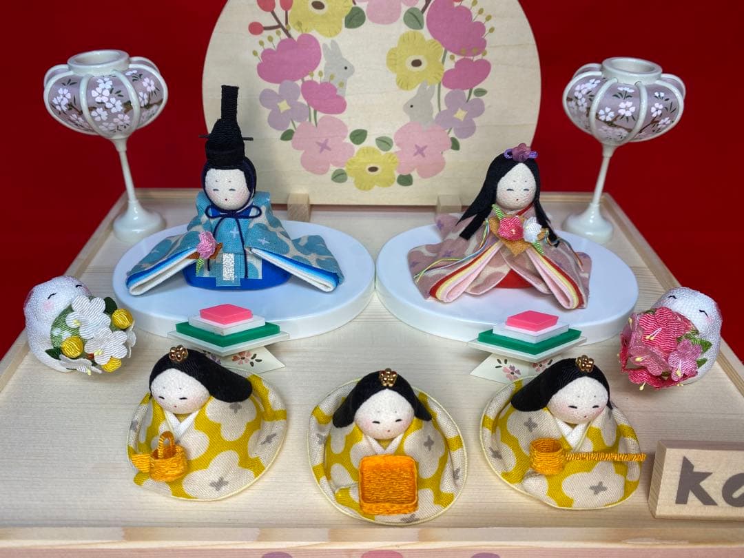 koti　雛人形　五人飾り収納セット・サイズ間口約３３×奥行約２４×高さ約２６㎝