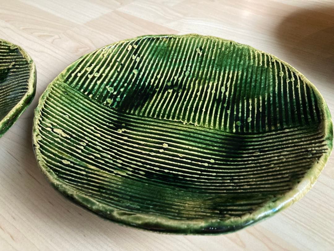 美濃焼(みのやき) 総織部櫛目7.5盛皿