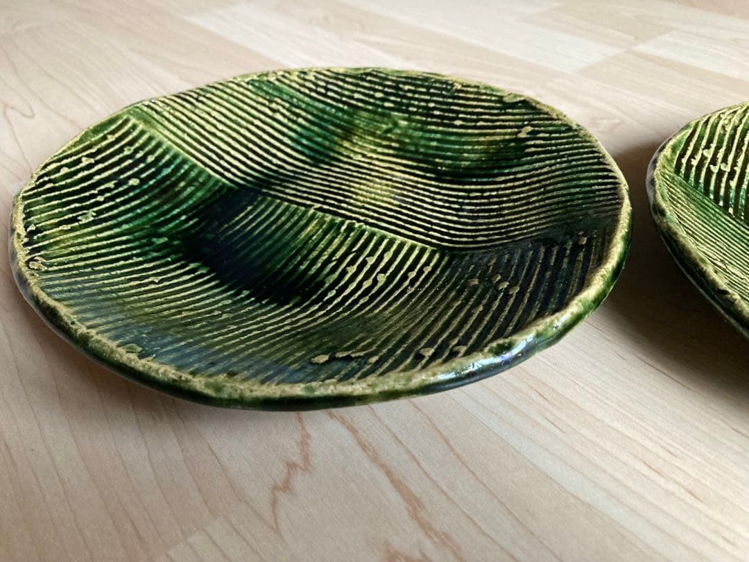 美濃焼(みのやき) 総織部櫛目7.5盛皿