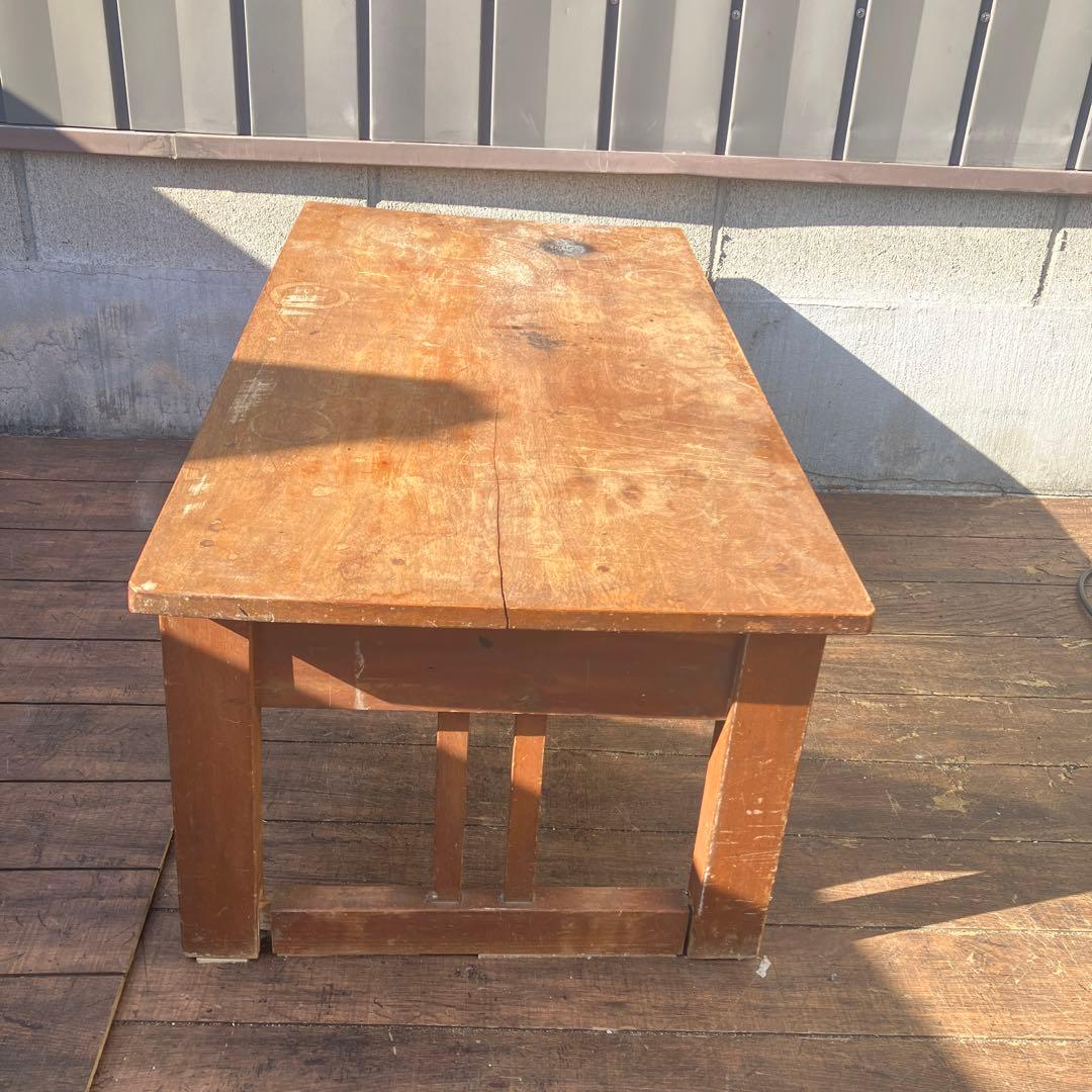 昭和レトロ 文机 座卓 引き出し2杯 当時物 古家具 アンティーク 作業台